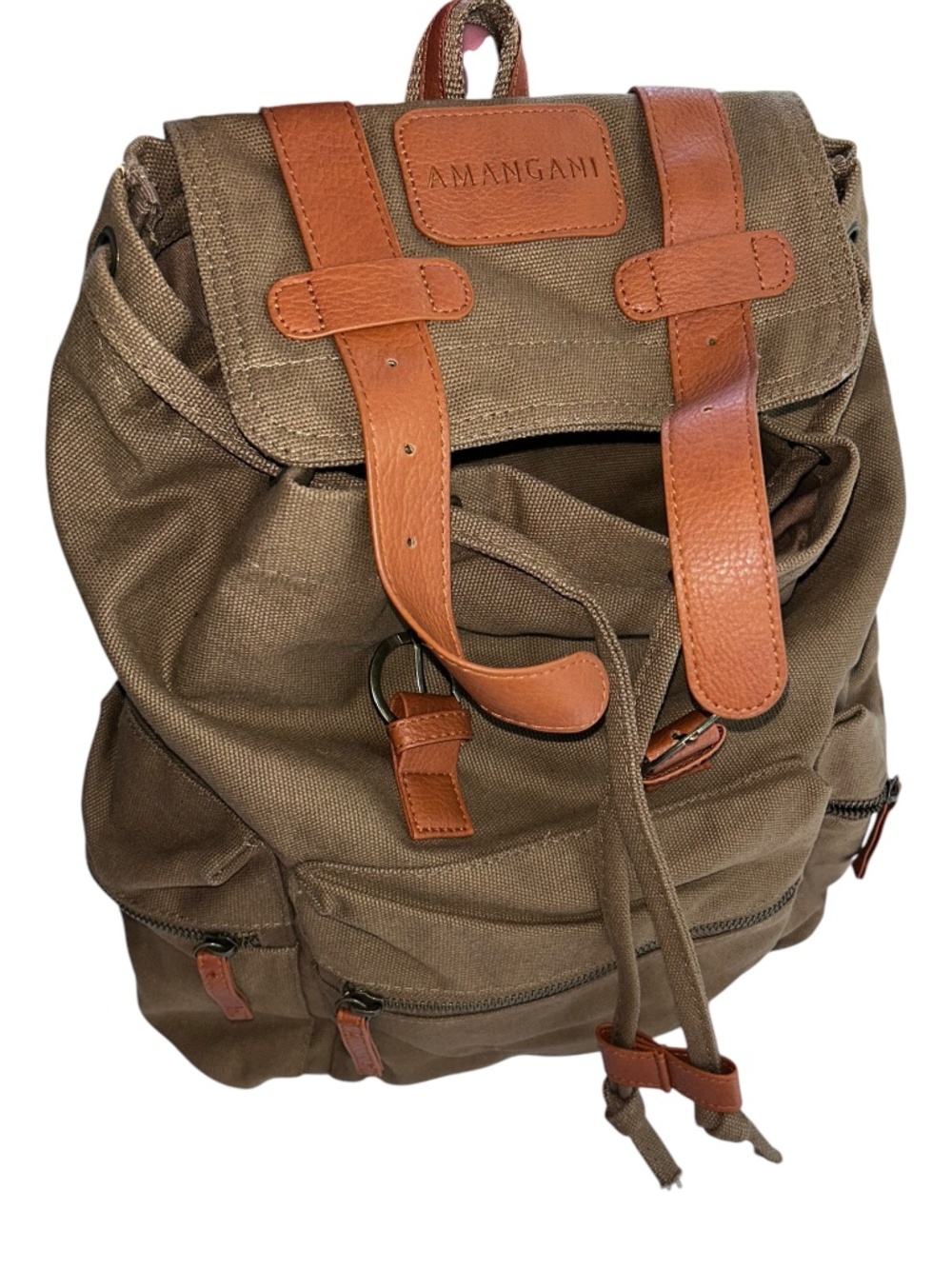 AMANGANI Jackson Hole Wyoming Luxury resort olive khaki cotton leather backpack
